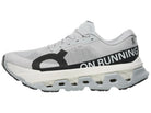 Men's On Running. Cloudmonster 3 Hyper. Grey upper. White midsole. Lateral view.