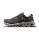 Men's On Cloudrunner  WP. Dark grey upper. Grey midsole. Medial view.