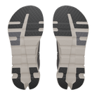 Men's On Cloudrunner  WP. Dark grey upper. Grey midsole. Bottom view.