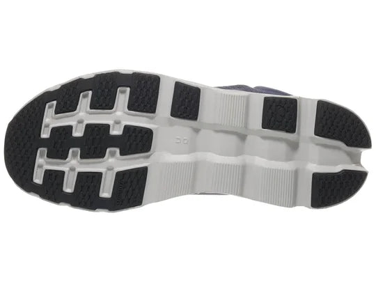 Men's On Cloudstratus 3. Dark Grey upper. White midsole. Bottom view.