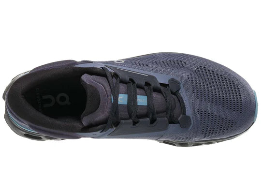 Men's On Cloudstratus 3. Blue/Grey upper. Black midsole. Top view.