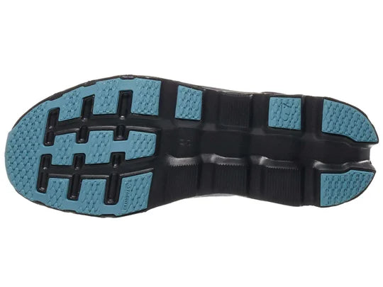 Men's On Cloudstratus 3. Blue/Grey upper. Black midsole. Bottom view.