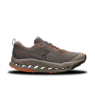 Men's On Cloudsurfer Trail 2. Grey upper. Grey midsole. Lateral view.