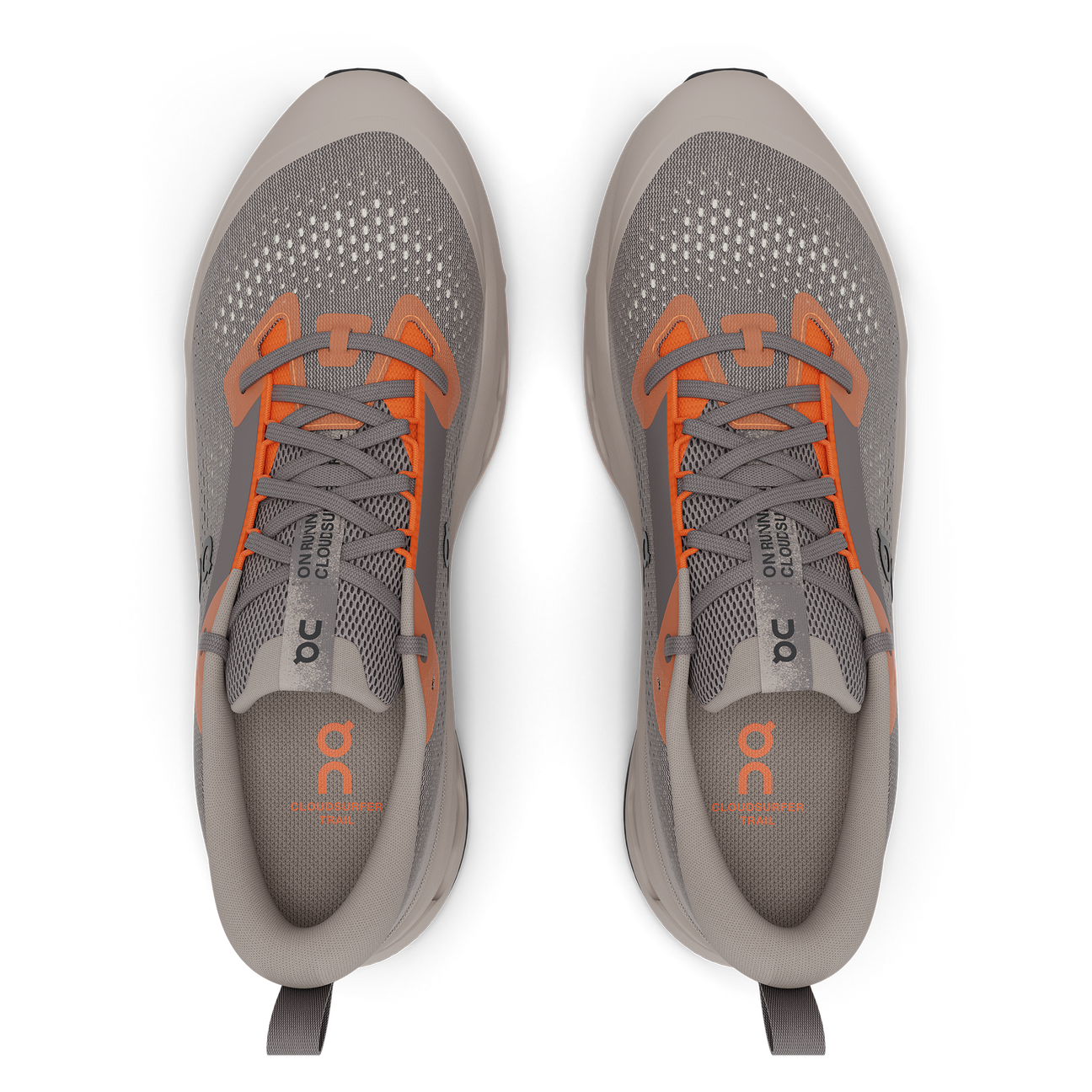 On Cloudsurfer Trail Running Shoes Mens Sz 9 Gray Orange Low Top Sneakers ON FOOTWEAR Men main image 2