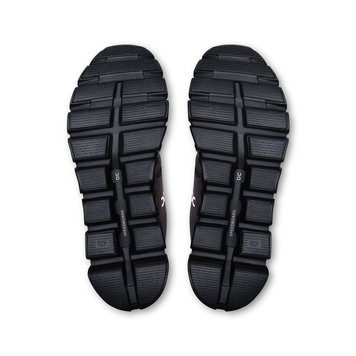 Men's On Cloud 6 WP. Black upper. Black midsole. Bottom view.