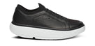 Men's Oofos. Club+. Black upper. White midsole. Lateral view.