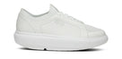 Men's Oofos. Club+. White upper. White midsole. Lateral view.