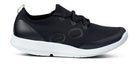 Oofos OOmg Sport LS Shoe. Black upper. White midsole. Lateral view.