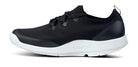 Oofos OOmg Sport LS Shoe. Black upper. White midsole. Medial view.