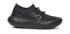 Men's Oofos Roam Ripstop. Black upper. Black midsole. Lateral view.