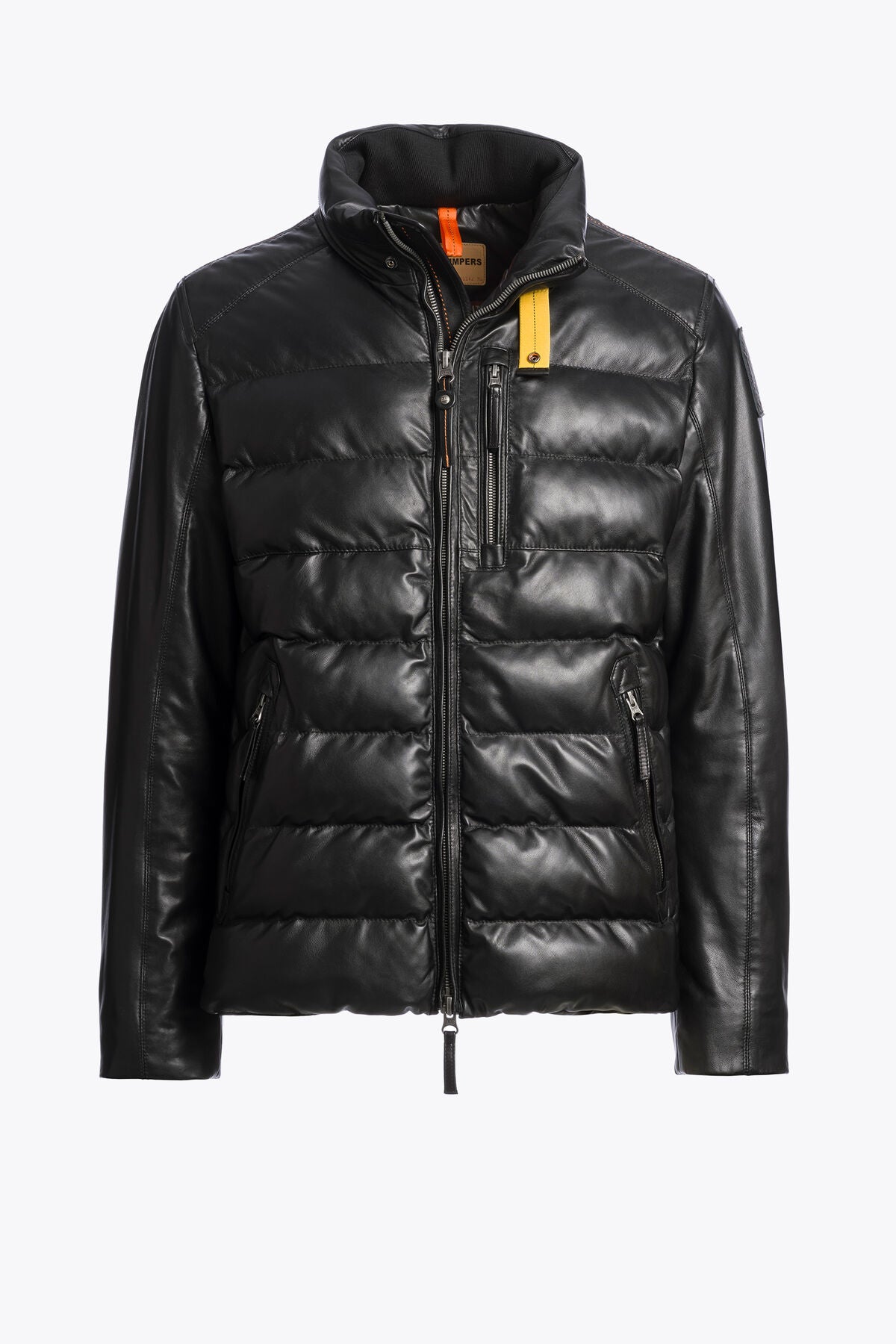 Men's Parajumpers Ernie leather jacket in Black, front view