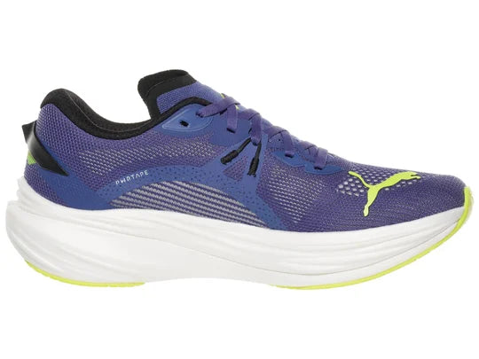 Men's Puma Deviate Nitro 3. Blue upper. White midsole. Medial view.