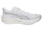 Men's PUMA Deviate Nitro $. White upper. White midsole. Medial view.