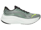 Men's Puma MagMax Nitro. Grey/Green upper. White midsole. Medial view.