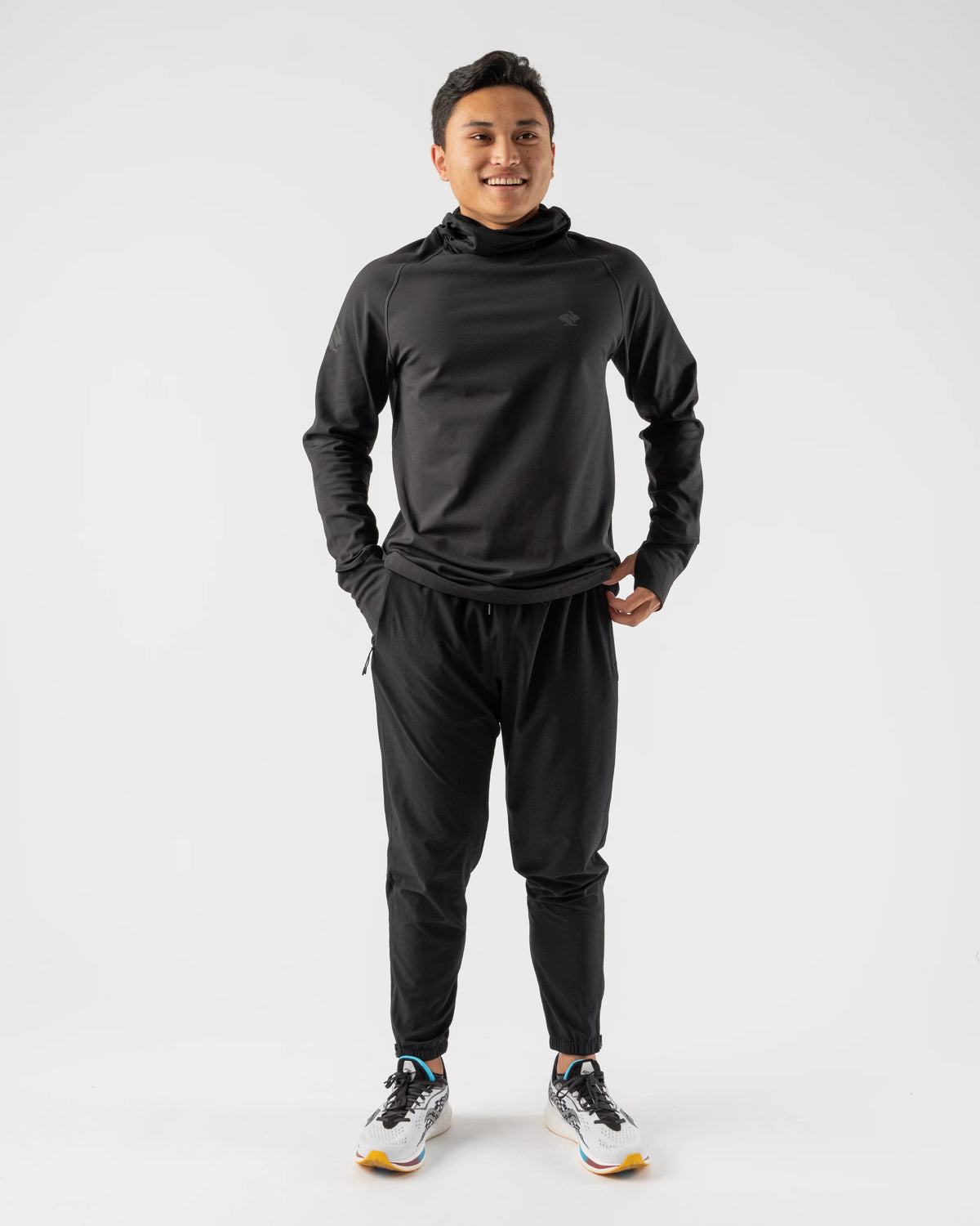 Men's rabbit Cocoon 2.0. Black. Front view.