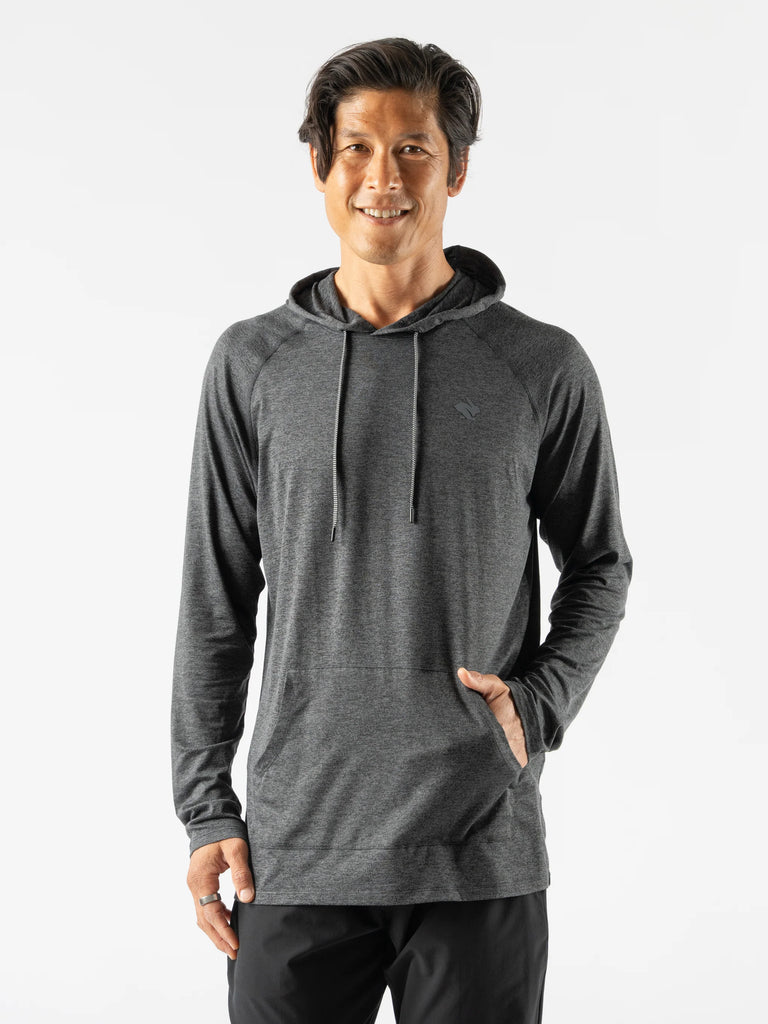 Men's rabbit EZ Pullover. Grey. Front view.