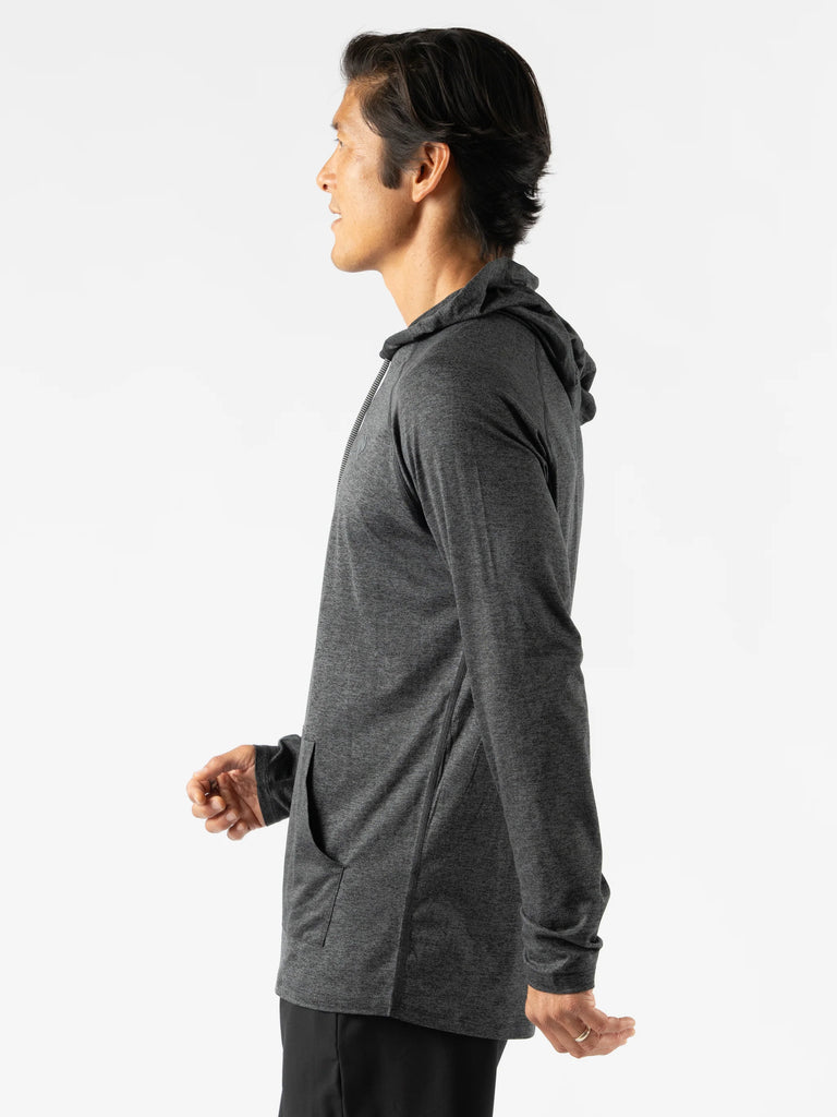 Men's rabbit EZ Pullover. Grey. Lateral view.