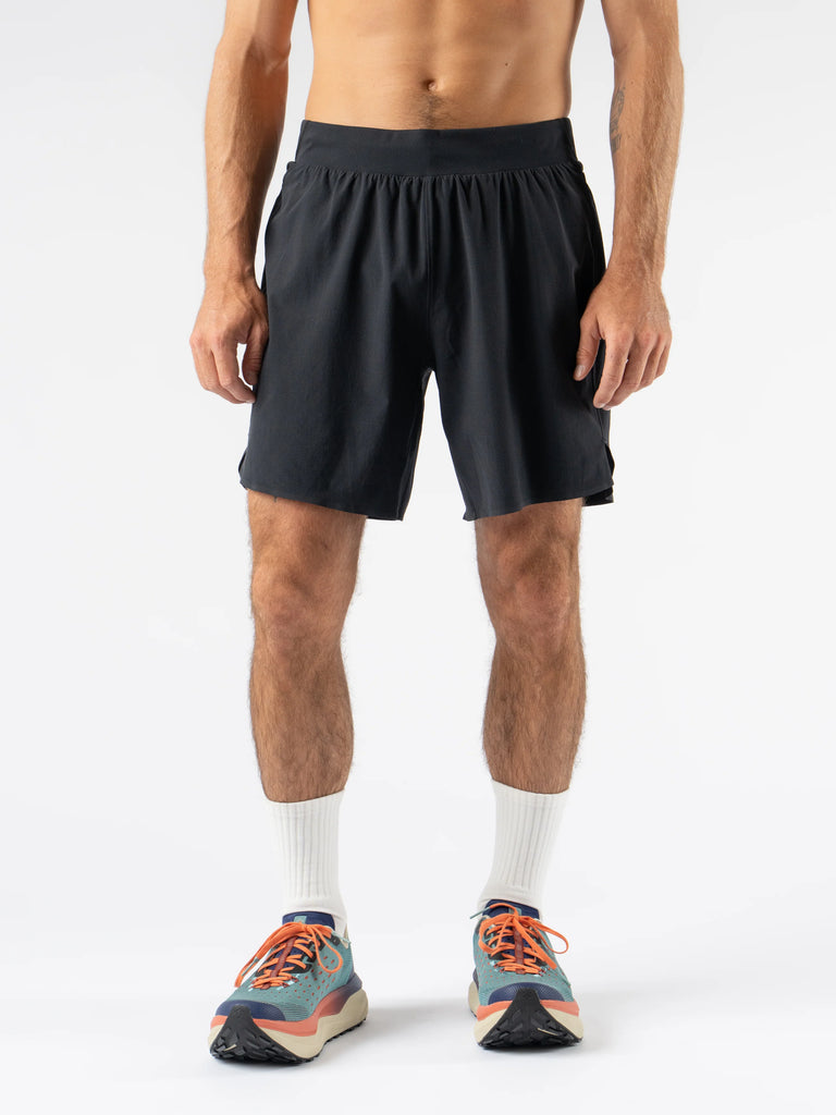 Men's rabbit FKT 7" Shorts. Black.