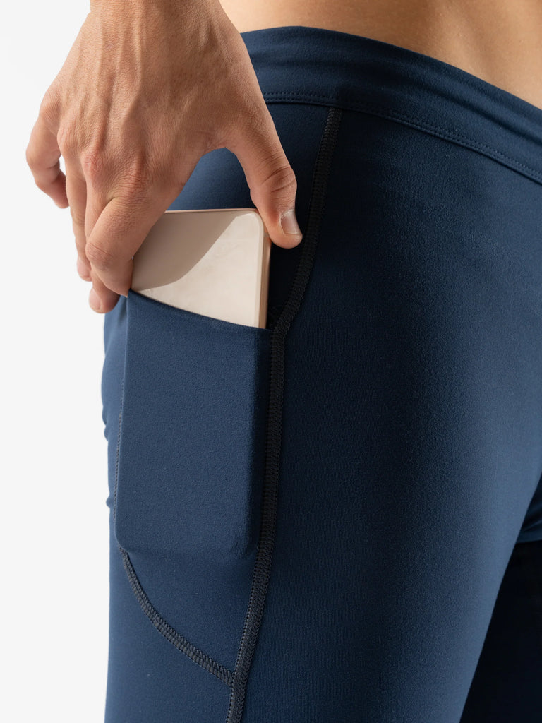 rabbit Men's Speedsters. Blue. Lateral pocket view.