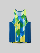 Men's rabbit Tempo Tank. Blue/Yellow/Green.