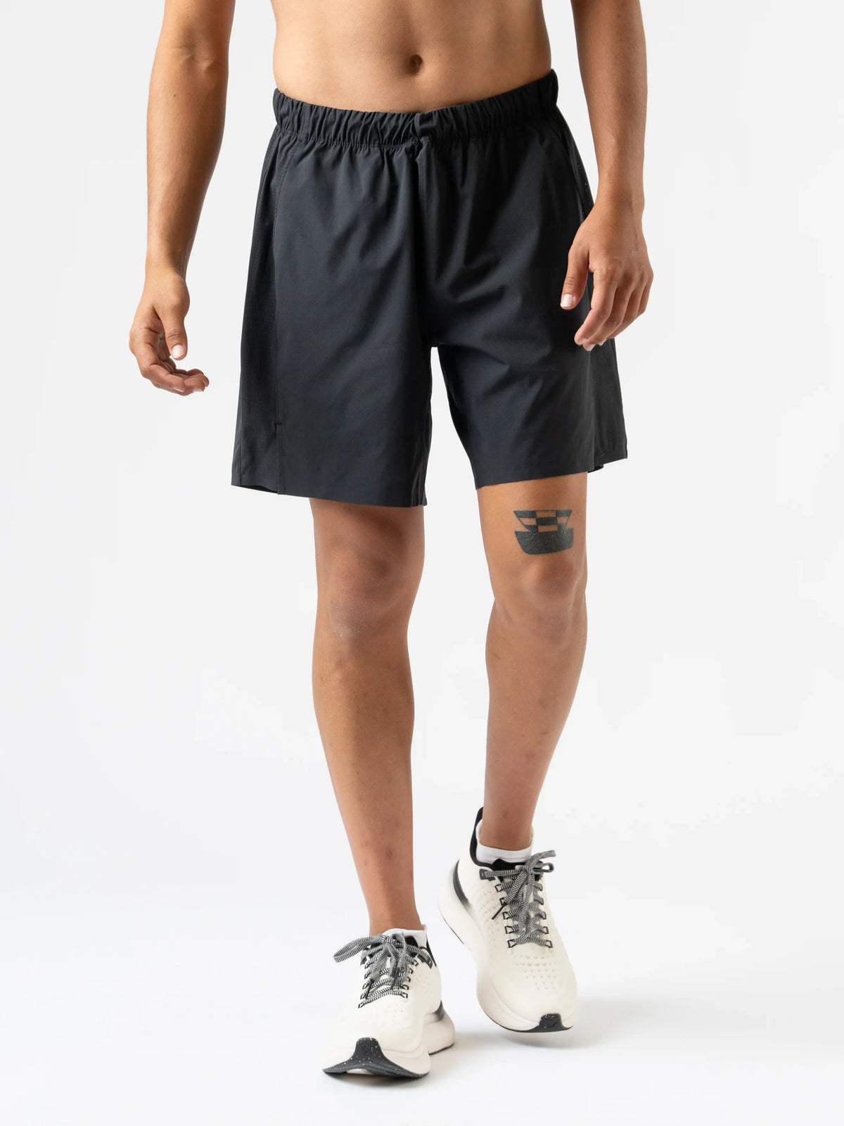 Men's rabbit Tried N' True 7-inch shorts in Black, front view.