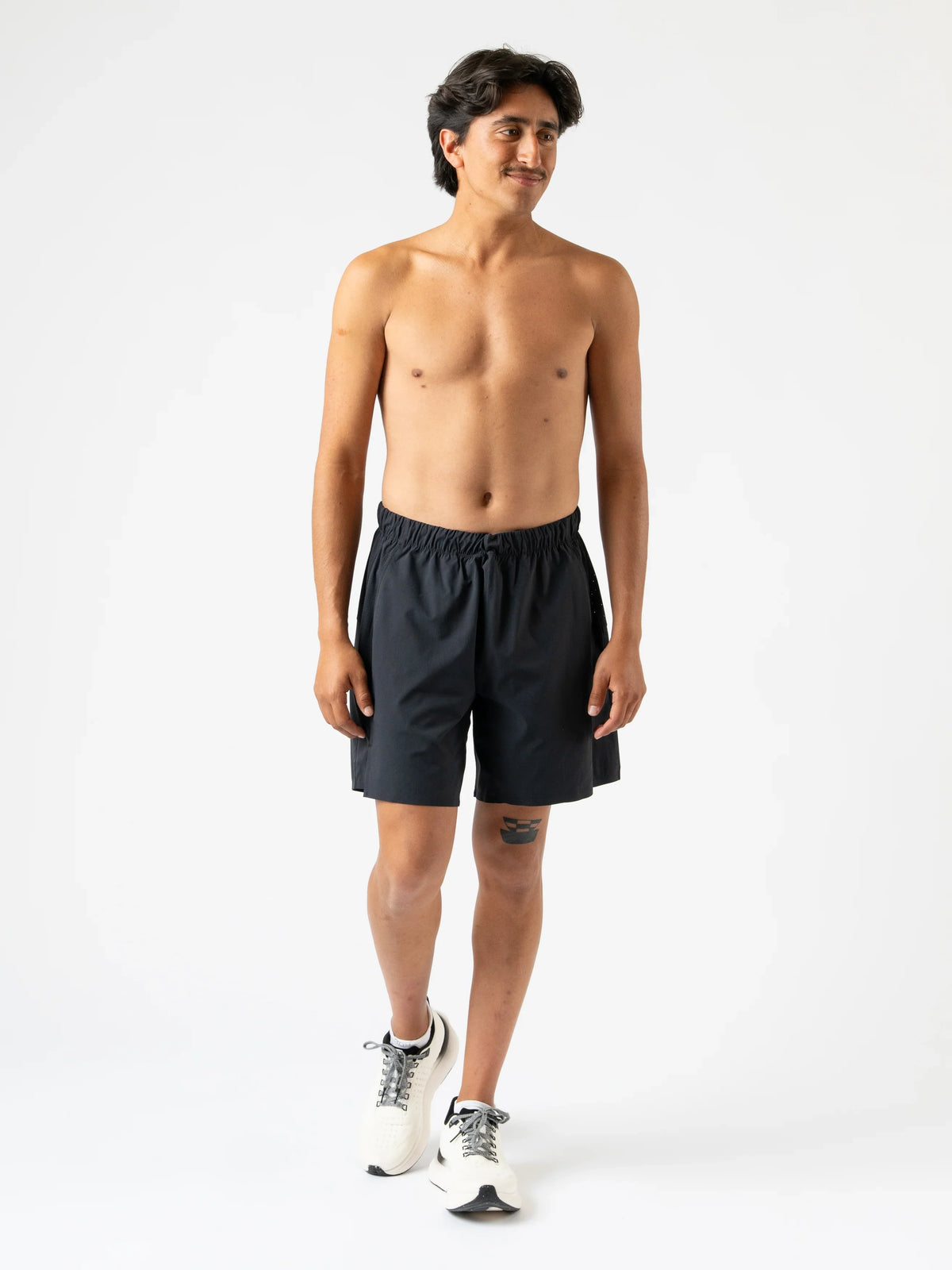Men's rabbit Tried N' True 7-inch shorts in Black, front view.