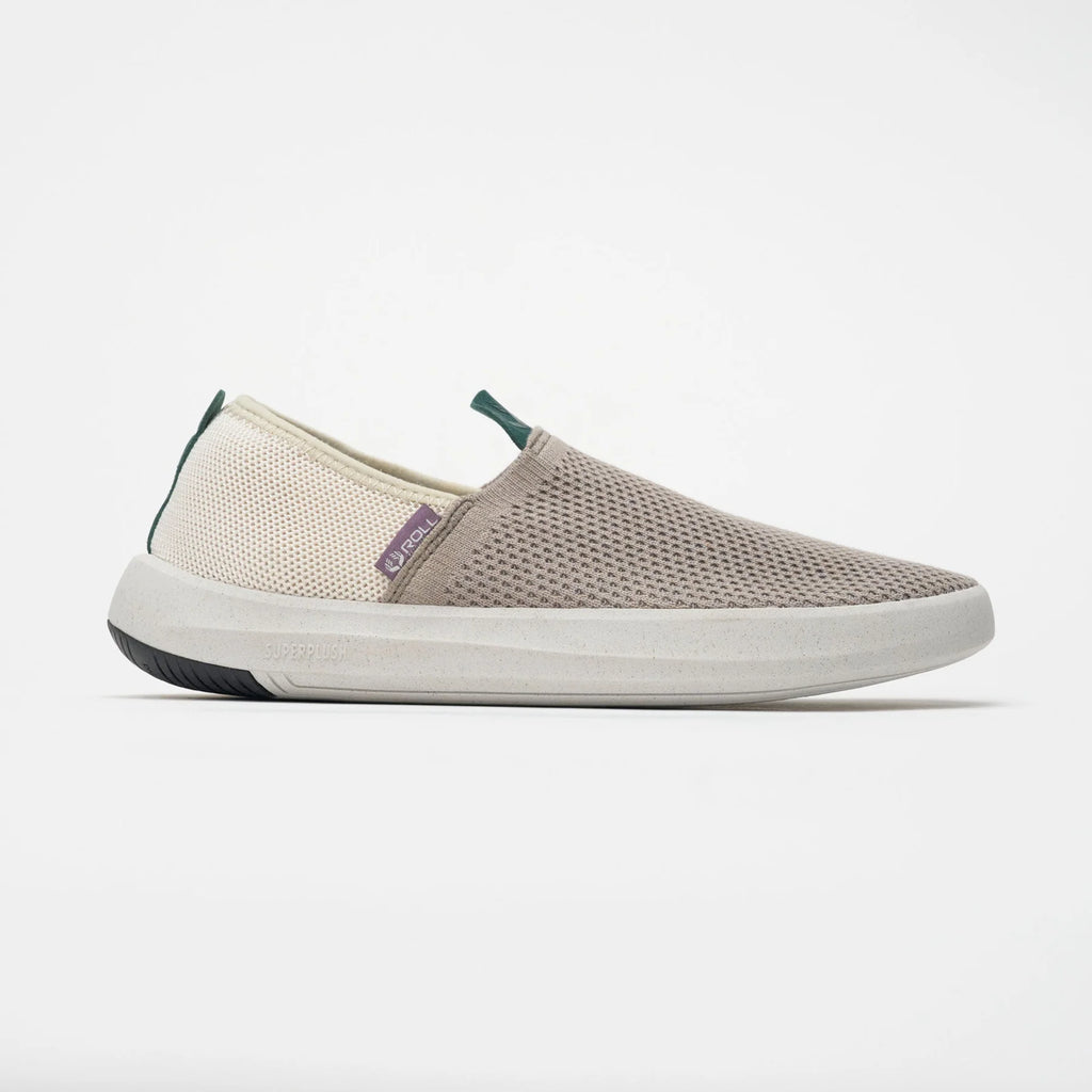 Men's Roll Recovery Superplush Classic. Grey upper. White midsole. Lateral view.