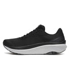 Men's Saucony Echelon 10. Black upper. Grey midsole. Medial view.