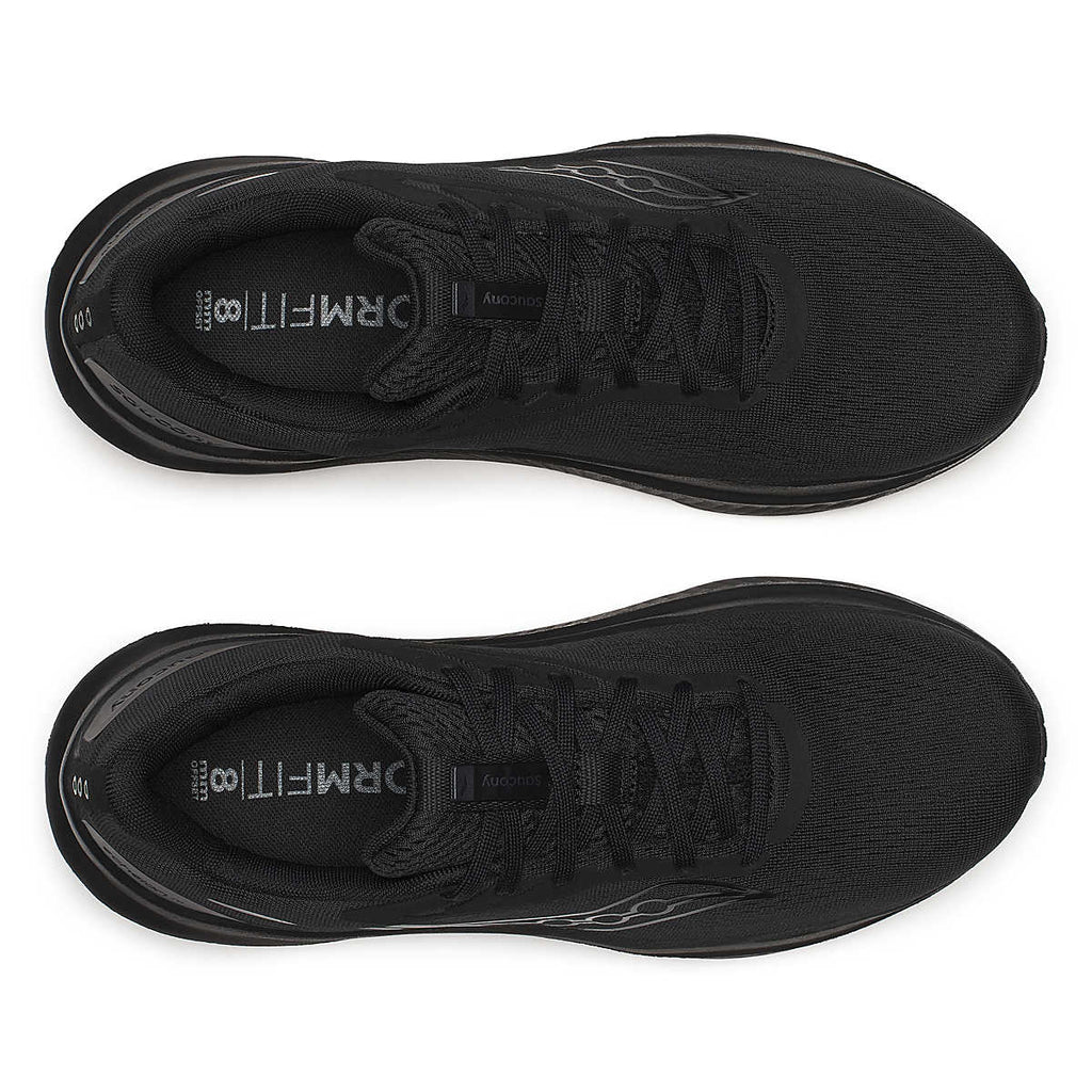 Men's Saucony Echelon 10. Black upper. Black midsole. Top view.