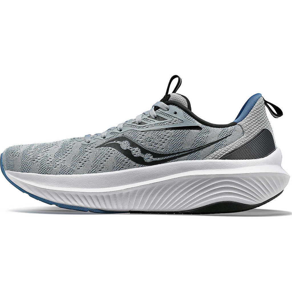 Men's Saucony Echelon 9. Grey upper. Grey midsole. Medial view.