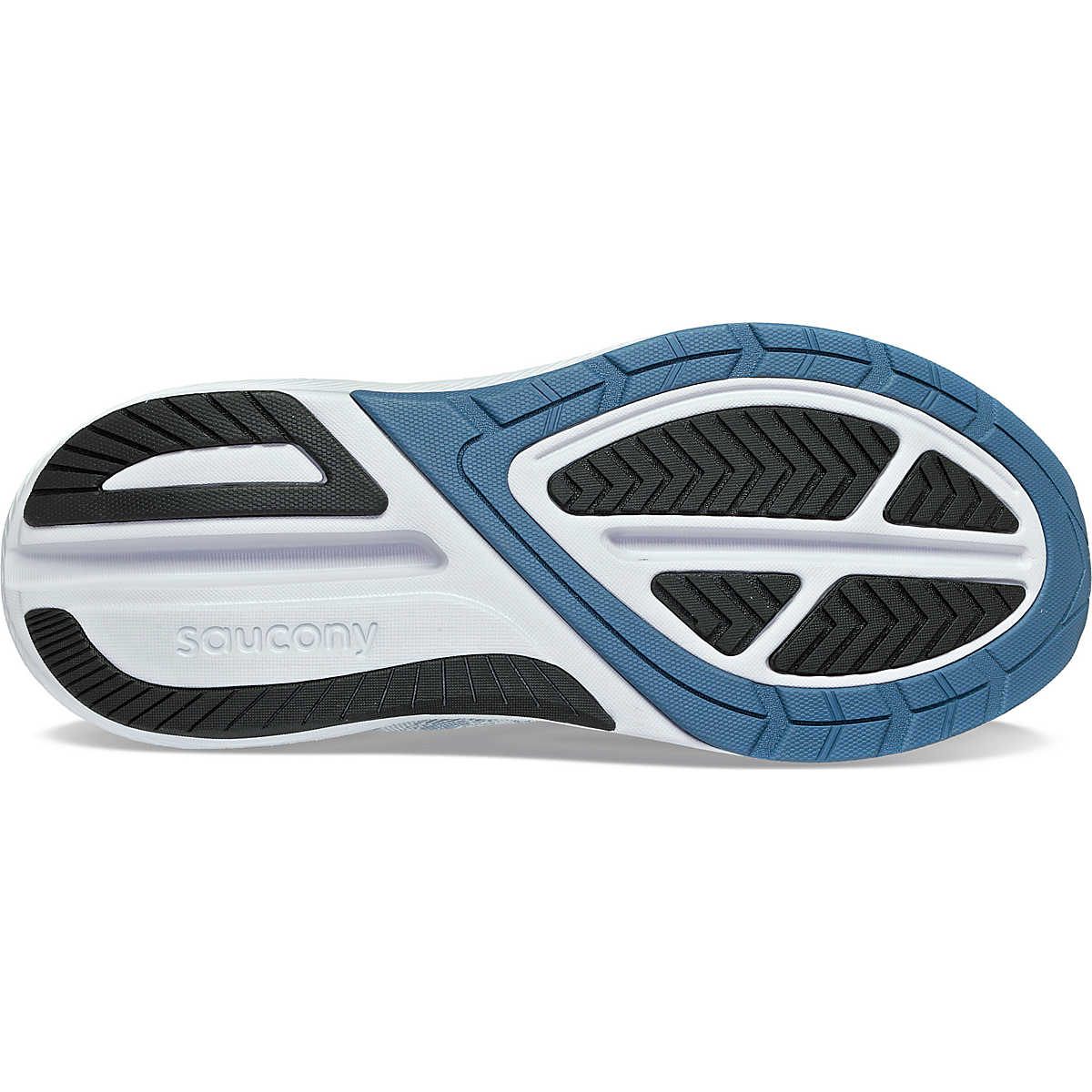 Men's Saucony Echelon 9. Grey upper. Grey midsole. Bottom view.