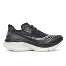 Men's Saucony Endorphin Azura. Black upper. White midsole. Lateral view.