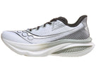 Men's Saucony Endorphin Azura. White upper. White midsole. Lateral view.