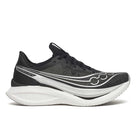 Men's Saucony Endorphin Pro 5. Black upper. White midsole. Lateral view. 