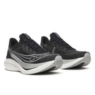 Men's Saucony Endorphin Pro 5. Black upper. White midsole. Lateral view. 