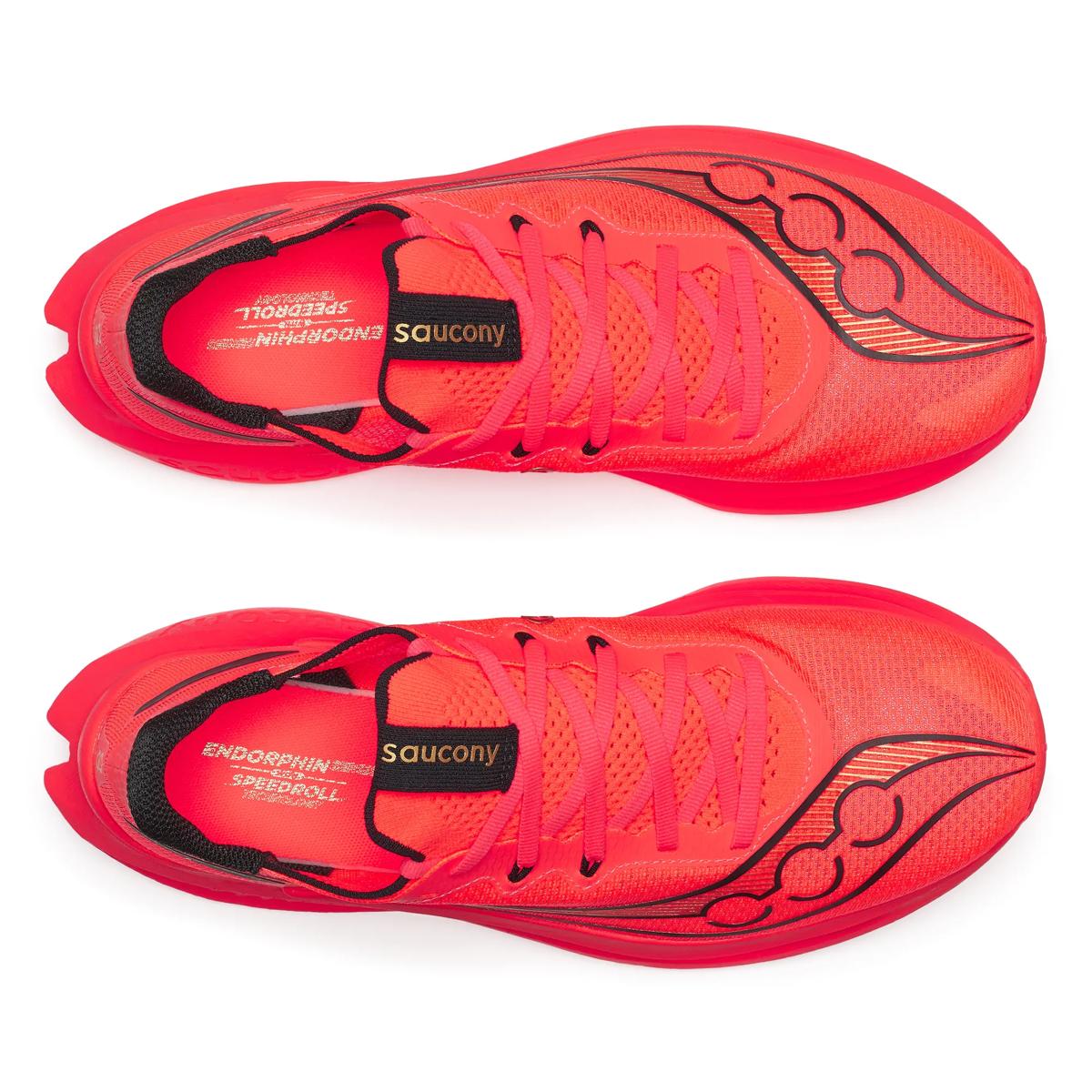 Men's Saucony Endorphin Pro 5. Vizired/Black. Top view.