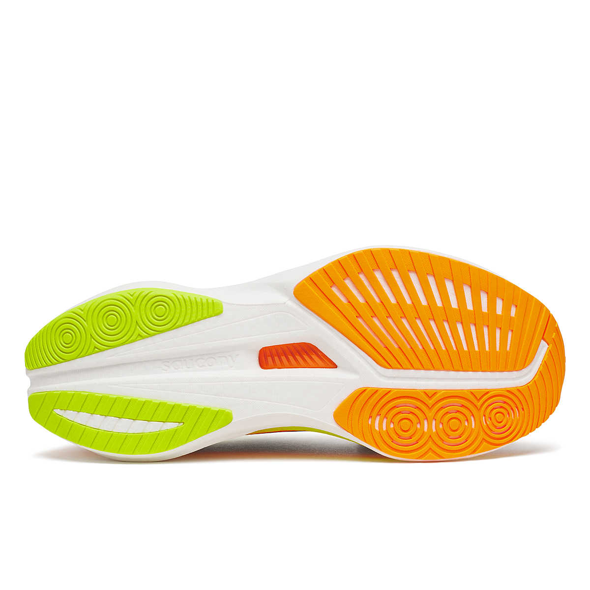Men's Saucony Endorphin Speed 5. Black/VO2. Outsole view.