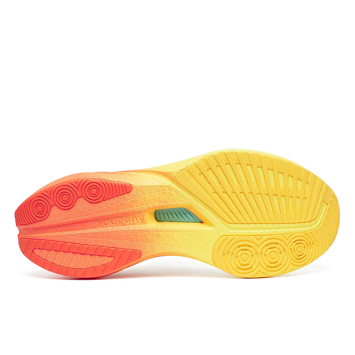 Men's Saucony Endorphin Speed 5. Ivory/Fire. Outsole view.