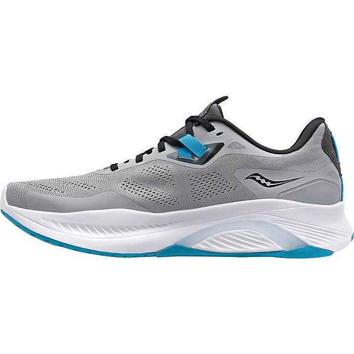 Men's Saucony Guide 15. Grey upper. White midsole. Medial view.