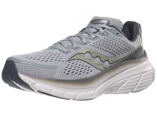 Men's Saucony Guide 17. Grey upper. White midsole. Lateral view.