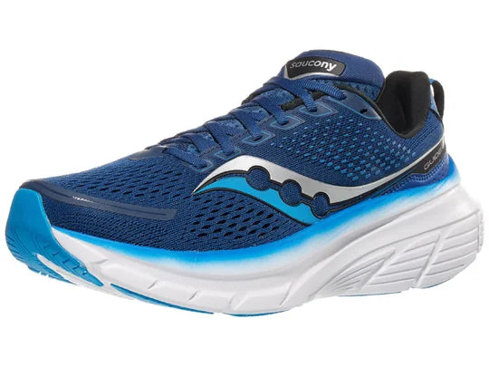 Men's Saucony Guide 17. Blue upper. White midsole. Lateral view.