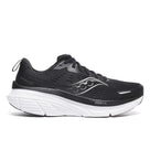 Men's Saucony Guide 18. Black upper. White midsole. Lateral view.