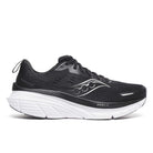 Men's Saucony Guide 18. Black upper. White midsole. Lateral view.