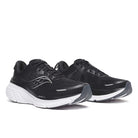 Men's Saucony Guide 18. Black upper. White midsole. Lateral view.