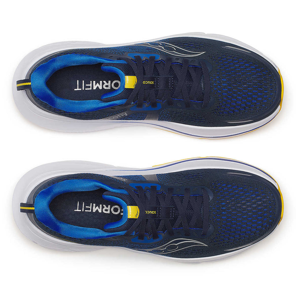Men's Saucony Guide 18. Navy upper. White midsole. Top view.
