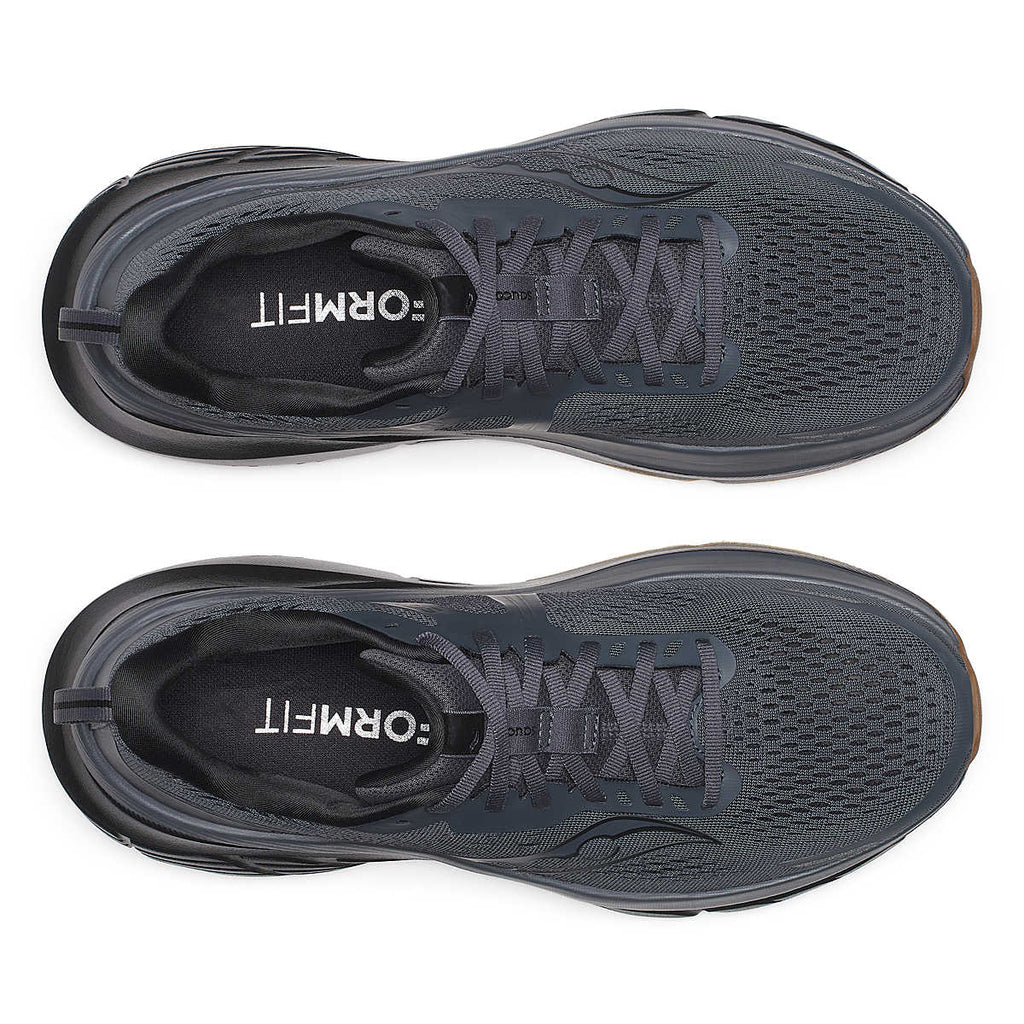 Men's Saucony Guide 18. Black upper. Black midsole. Top view.