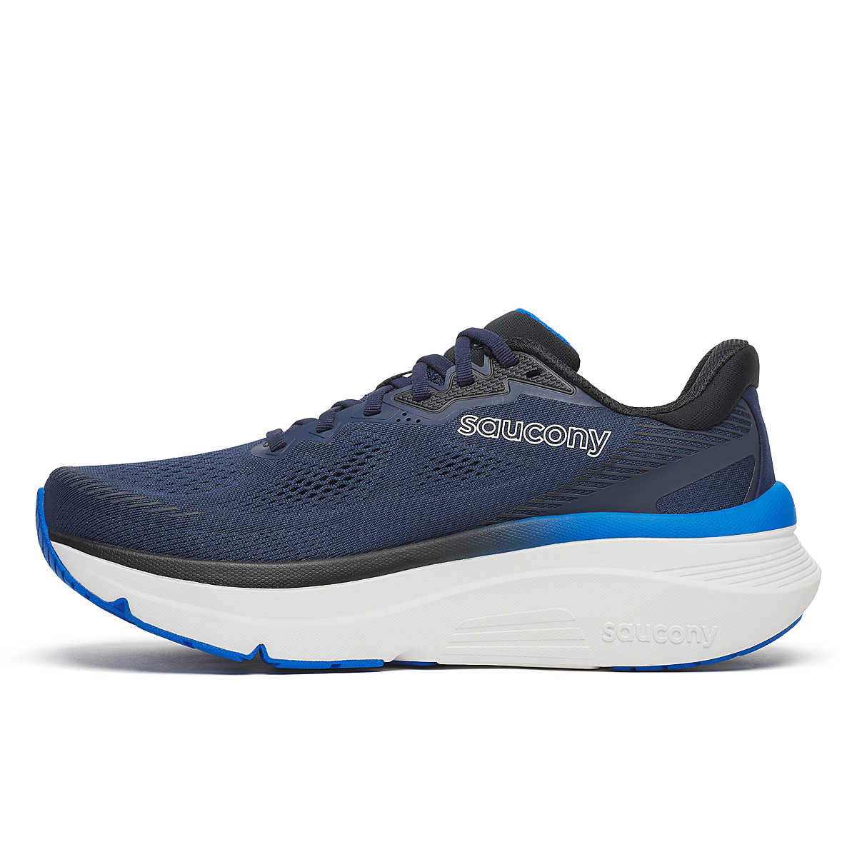 Men's Saucony Guide 19. Navy/Royal. Medial view.