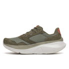 Men's Saucony Guide Metro. Olive upper. White midsole. Medial view.