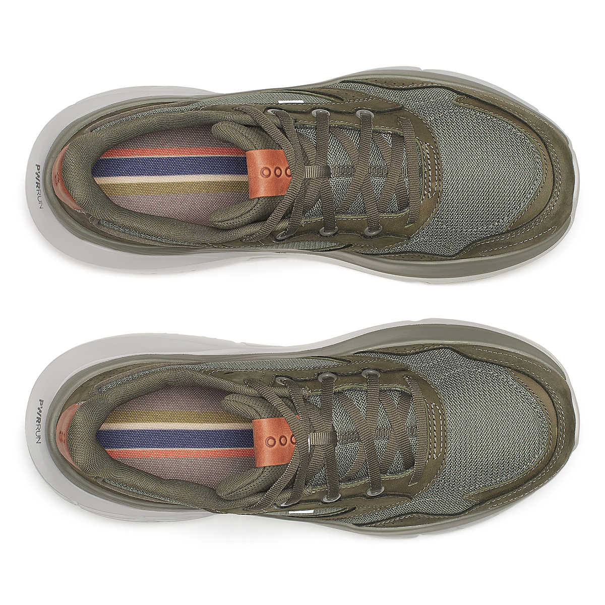 Men's Saucony Guide Metro. Olive upper. White midsole. Top view.