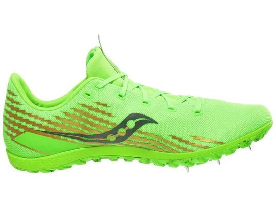 Men's Saucony Havok XC3. Green upper. Medial view.